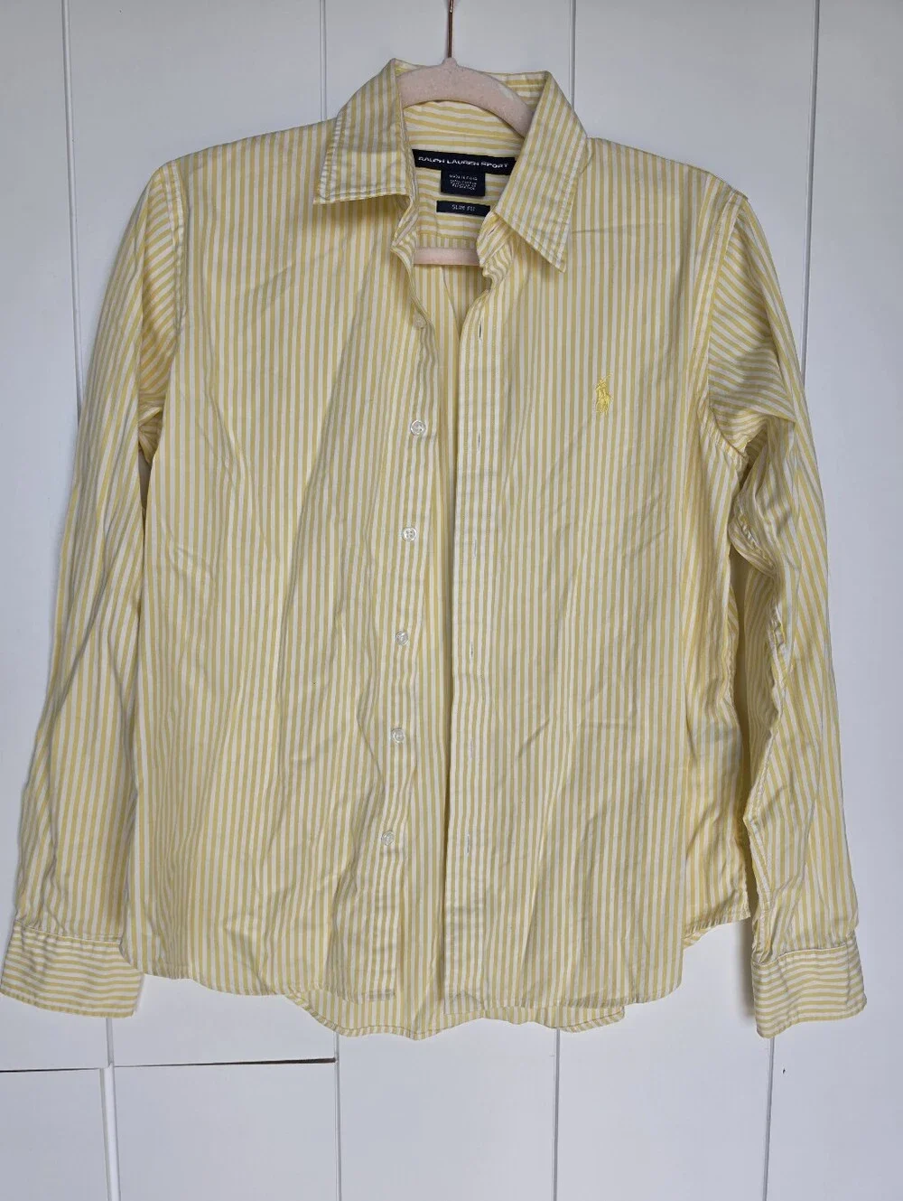 Ralph Lauren Pale Yellow White Striped Button-Down Shirt
